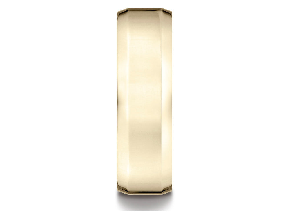 Benchmark® 10k Gold 7mm Comfort-fit High Polished Carved Design Wedding Band Ring