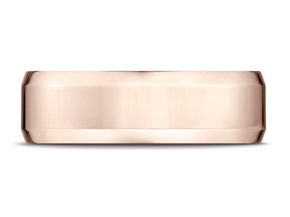 Benchmark® 14k Rose Gold 7mm Comfort-fit High Polished Carved Design Wedding Band Ring