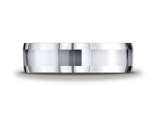 Benchmark® Cobalt Chrome™ 7mm Comfort-fit High Polished Beveled Edge Design Ring