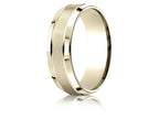 Benchmark® 10k Gold 7mm Comfort-fit Satin-finished High Polished Beveled Edge Carved Design Wedding Band Ring