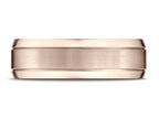 Benchmark® 14k Rose Gold 7mm Comfort-fit Satin-finished High Polished Beveled Edge Carved Design Wedding Band Ring