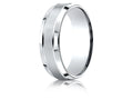 Benchmark® 18k Gold 7mm Comfort-fit Satin-finished High Polished Beveled Edge Carved Design Wedding Band Ring
