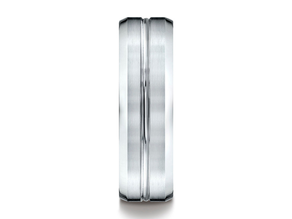 Benchmark® 7mm Comfort-fit Satin-finished Beveled Edge Design Ring