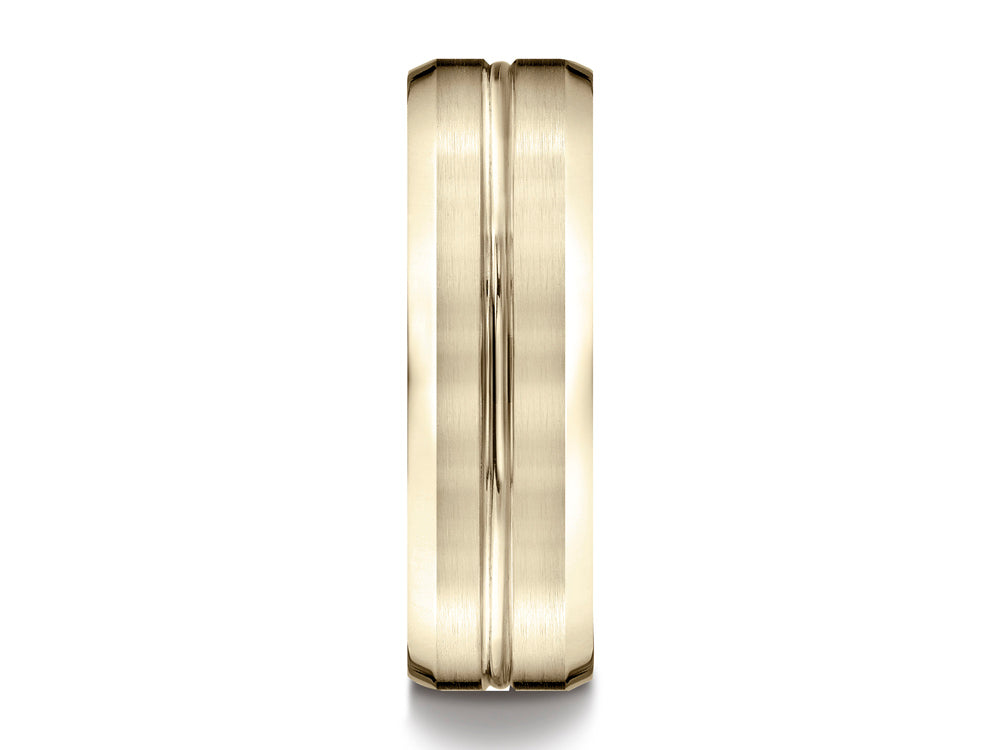 Benchmark® 7mm Comfort-fit Satin-finished Beveled Edge Design Ring