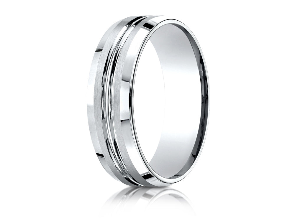 Benchmark® 7mm Comfort-fit Satin-finished Beveled Edge Design Ring