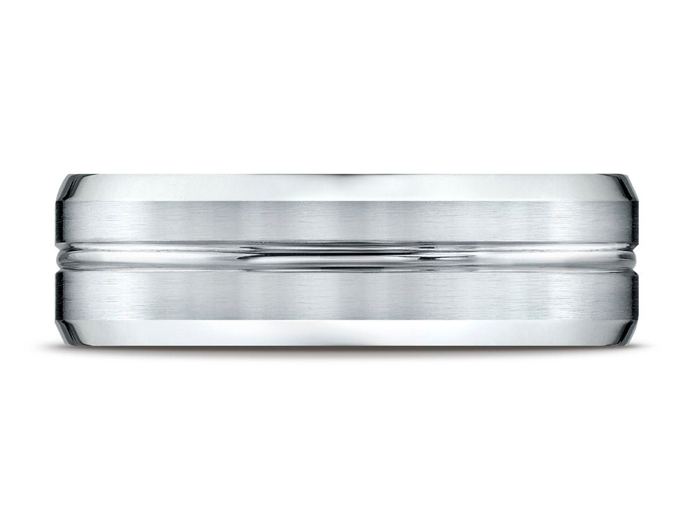 Benchmark® 7mm Comfort-fit Satin-finished Beveled Edge Design Ring