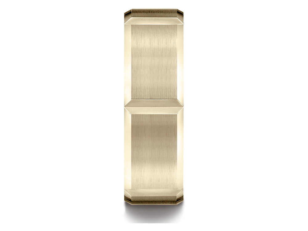 Benchmark® 10k Gold 7mm Comfort-fit Satin-finished Grooves Carved Design Wedding Band Ring