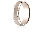 Benchmark® 14 Karat Rose Gold 7mm Comfort-fit High Polish Round Edge Cross Hatch Center Design Wedding Band Ring
