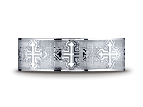 Benchmark® Cobalt Chrome™ 7mm Comfort-fit Cross Design Ring