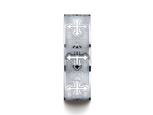 Benchmark® Cobalt Chrome™ 7mm Comfort-fit Cross Design Ring