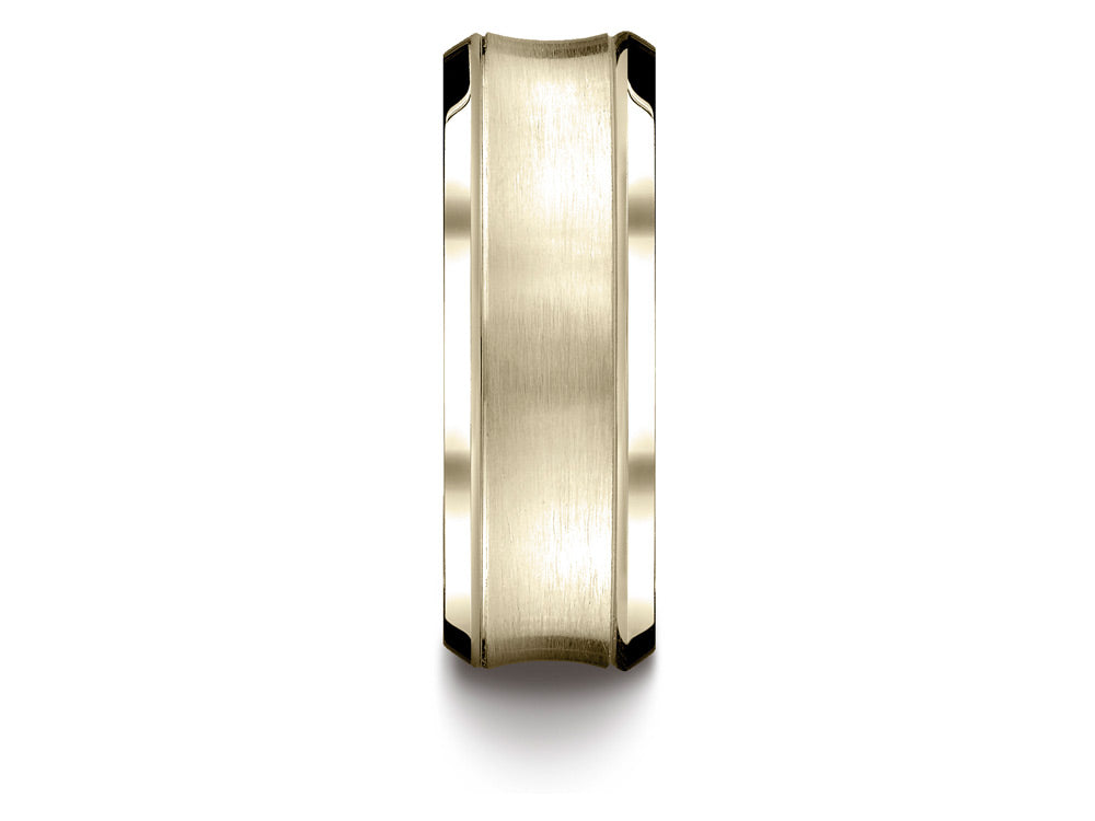 Benchmark® 14k Gold 7.5mm Comfort-fit Satin-finished Concave Beveled Edge Design Wedding Band Ring