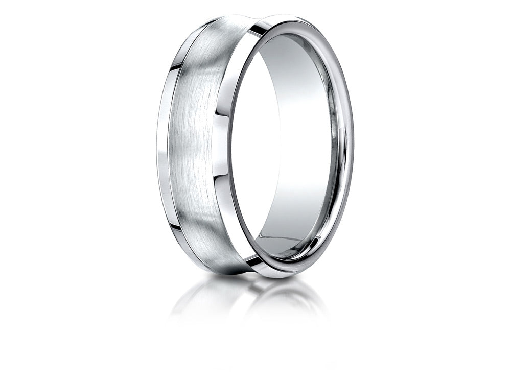 Benchmark® 14k Gold 7.5mm Comfort-fit Satin-finished Concave Beveled Edge Design Wedding Band Ring