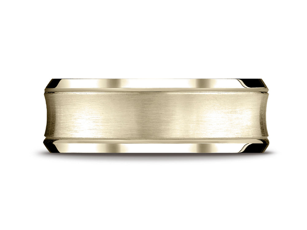 Benchmark® 18k Gold 7.5mm Comfort-fit Satin-finished Concave Beveled Edge Design Wedding Band Ring