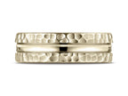 Benchmark® 14k Gold 7.5mm Comfort Fit Hammered Finish Center Cut Design Wedding Band Ring