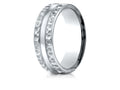 Benchmark® 14k Gold 7.5mm Comfort Fit Hammered Finish Center Cut Design Wedding Band Ring