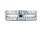 Benchmark® 18k Gold 7.5mm Comfort Fit Hammered Finish Center Cut Design Wedding Band Ring