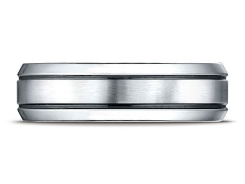 Benchmark® Cobalt Chrome™ 7.0mm Comfort-fit Satin-finished Blackened Design Ring