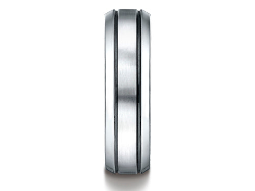 Benchmark® Cobalt Chrome™ 7.0mm Comfort-fit Satin-finished Blackened Design Ring