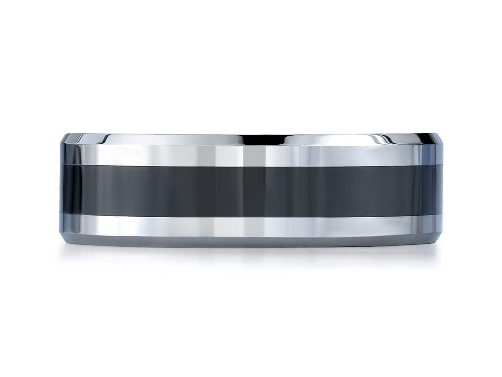 Benchmark® Cobalt Chrome™7mm Comfort-fit Ceramic Inlay Design Ring