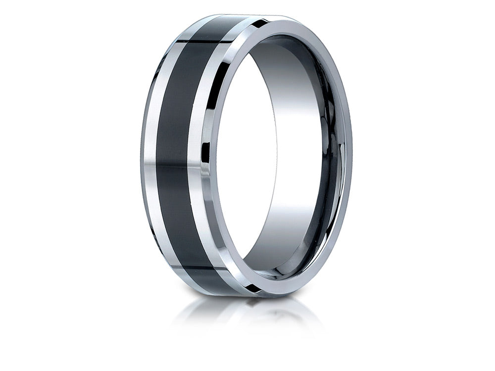 Benchmark® Cobalt Chrome™7mm Comfort-fit Ceramic Inlay Design Ring