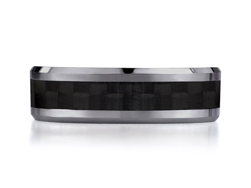 Benchmark® 7mm Tungsten Forge® Wedding Band Ring with Carbon Fiber Center
