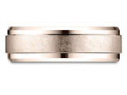 Benchmark® 14 Karat Rose Gold 7mm Comfort-fit Drop Bevel Swirl Finish Center Design Wedding Band Ring