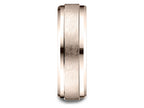Benchmark® 14 Karat Rose Gold 7mm Comfort-fit Drop Bevel Swirl Finish Center Design Wedding Band Ring
