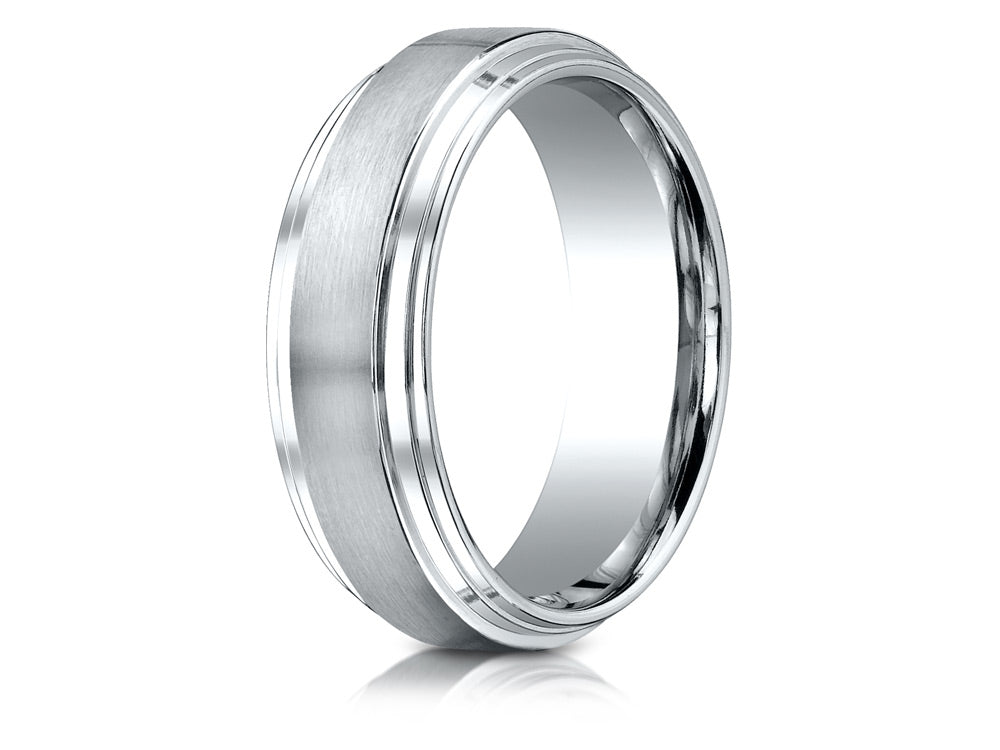 Benchmark® 14k Gold 8mm Comfort-fit Satin-finished Step Edge Carved Design Wedding Band Ring