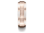 Benchmark® 14k Rose Gold 8mm Comfort-fit Satin-finished Step Edge Carved Design Wedding Band Ring
