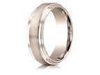 Benchmark® 14k Rose Gold 8mm Comfort-fit Satin-finished Step Edge Carved Design Wedding Band Ring