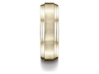 Benchmark® 18k Gold 8mm Comfort-fit Satin-finished Step Edge Carved Design Wedding Band Ring