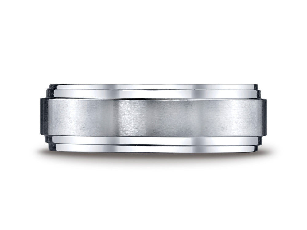 Benchmark® Cobalt Chrome™ 8mm Comfort-fit Satin-finished Double Edge Design Ring