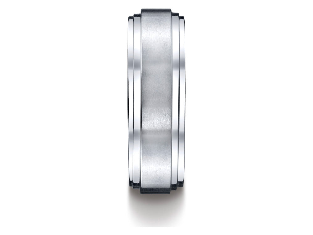 Benchmark® Cobalt Chrome™ 8mm Comfort-fit Satin-finished Double Edge Design Ring
