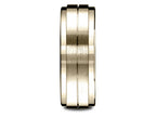Benchmark® 14k Gold 8mm Comfort-fit Drop Bevel Satin Center Design Wedding Band Ring