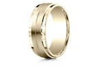 Benchmark® 14k Gold 8mm Comfort-fit Drop Bevel Satin Center Design Wedding Band Ring
