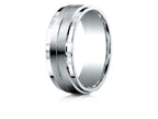 Benchmark® 14k Gold 8mm Comfort-fit Drop Bevel Satin Center Design Wedding Band Ring