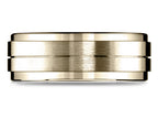 Benchmark® 10k Gold 8mm Comfort-fit Drop Bevel Satin Center Design Wedding Band Ring