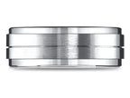 Benchmark® 18k Gold 8mm Comfort-fit Drop Bevel Satin Center Design Wedding Band Ring