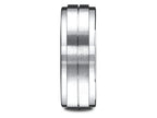 Benchmark® 18k Gold 8mm Comfort-fit Drop Bevel Satin Center Design Wedding Band Ring