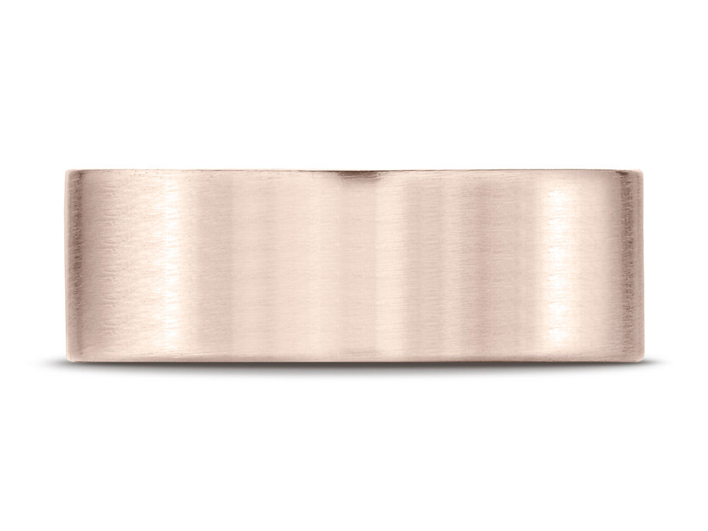 Benchmark® 14k Rose Gold 8mm Comfort-fit Satin-finished Carved Design Wedding Band Ring