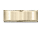 Benchmark® 14k Gold 8mm Comfort-fit Riveted Edge Satin Finish Design Wedding Band Ring