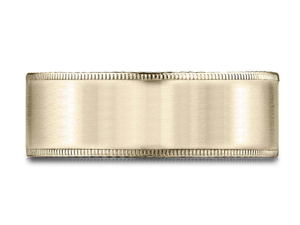 Benchmark® 14k Gold 8mm Comfort-fit Riveted Edge Satin Finish Design Wedding Band Ring