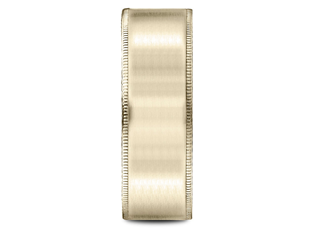Benchmark® 14k Gold 8mm Comfort-fit Riveted Edge Satin Finish Design Wedding Band Ring