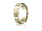 Benchmark® 8mm Comfort-fit Satin-finished Grooves Carved Design Wedding Band Ring