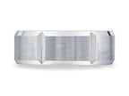 Benchmark® 8mm Comfort-fit Satin-finished Grooves Carved Design Wedding Band Ring