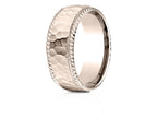 Benchmark® 14k Rose Gold 8mm Comfort-fit Rope Edge Hammered Finish Design Wedding Band Ring