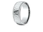 Benchmark® 18k Gold 8mm Comfort-fit Rope Edge Hammered Finish Design Wedding Band Ring