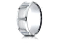 Benchmark® 14k Gold 8mm Comfort-fit Satin-finished Beveled Edge Concave With Horizontal Cuts Carved Design Wedding Band