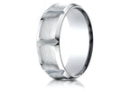 Benchmark® 14k Gold 8mm Comfort-fit Satin-finished Beveled Edge Concave With Horizontal Cuts Carved Design Wedding Band