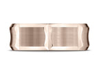 Benchmark® 14k Rose Gold 8mm Comfort-fit Satin-finished Beveled Edge Concave Horizontal Cuts Wedding Band Ring